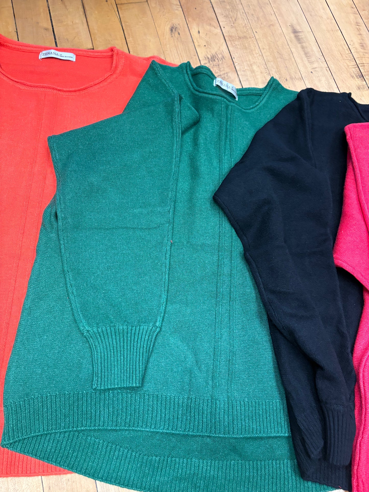 Front Seam Round Neck Sweater