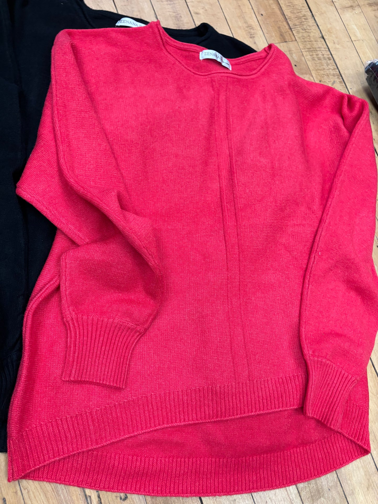 Front Seam Round Neck Sweater