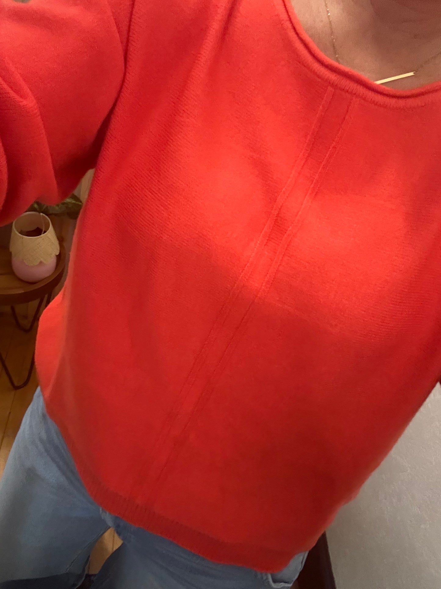 Front Seam Round Neck Sweater