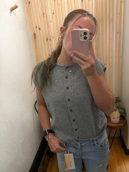 Raw Edge Short Sleeve Cardigan