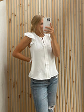 Split Neck Ruffle Sleeve Top