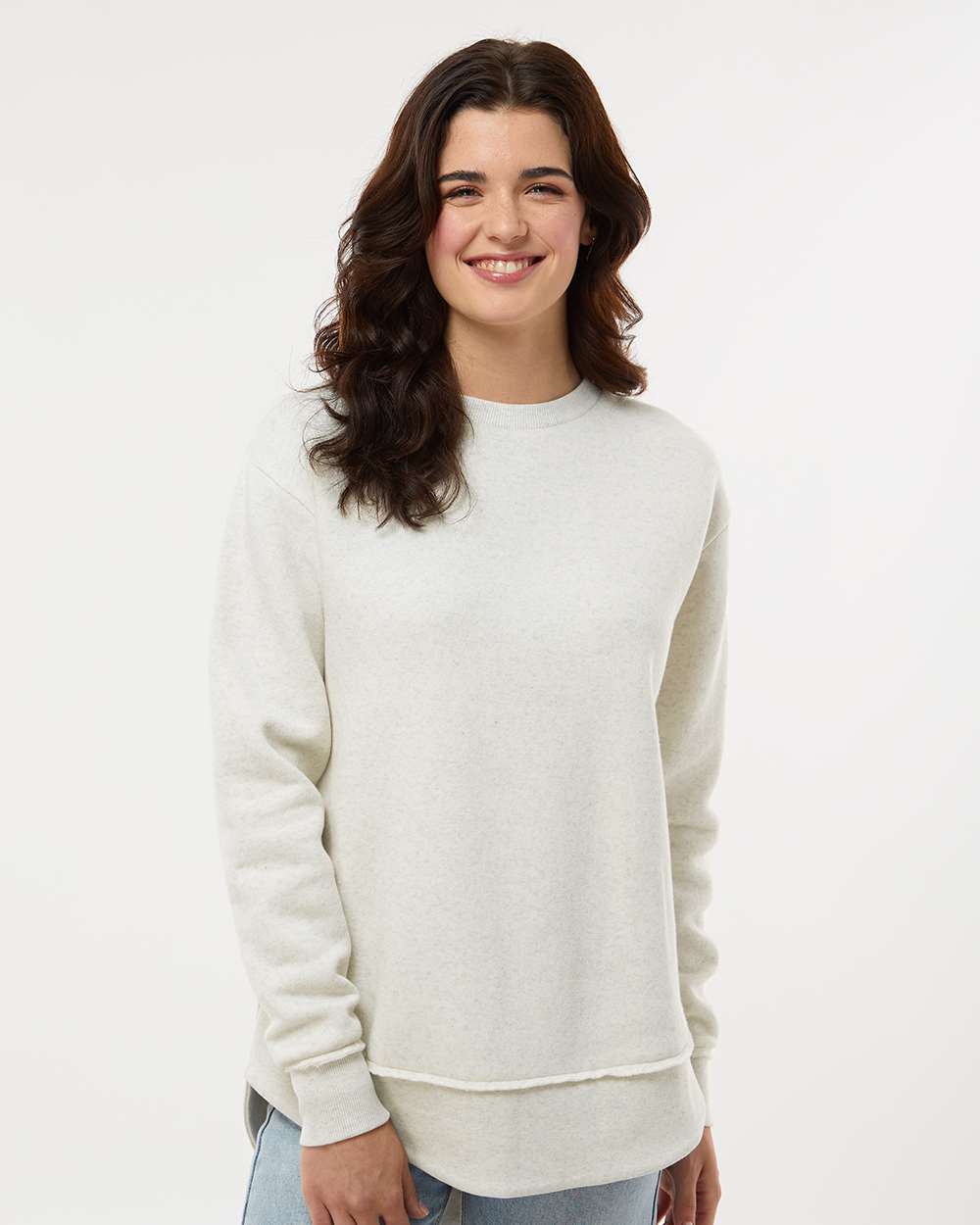 Heather Oatmeal Raw Edge Versailles Puff Sweatshirt