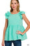 Acid Washed Ruffle Peplum Top