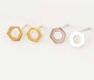 Hexagon Outline Stud Earrings