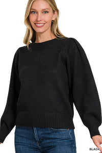 Melange Puff Sleeve Sweater