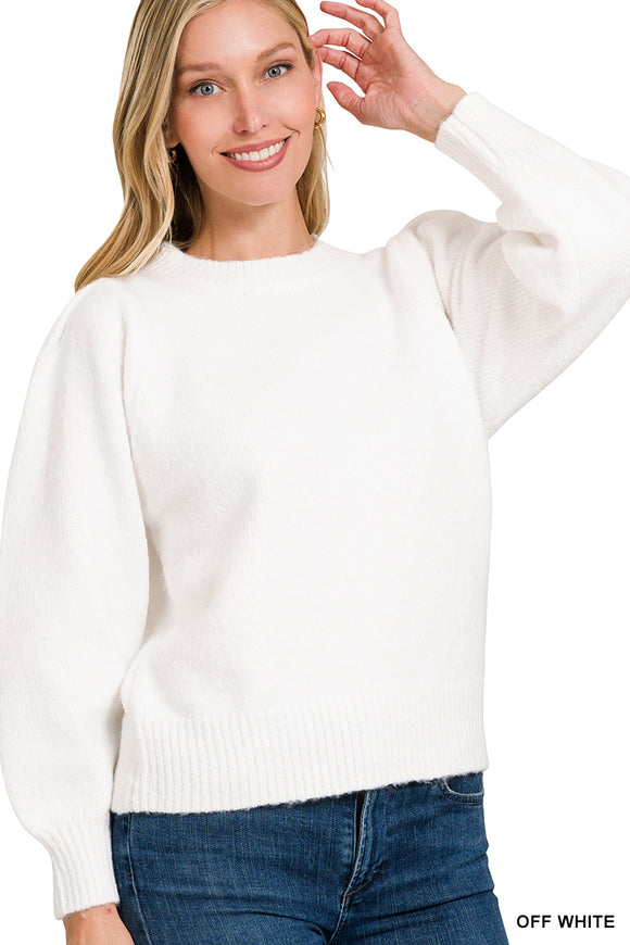 Melange Puff Sleeve Sweater