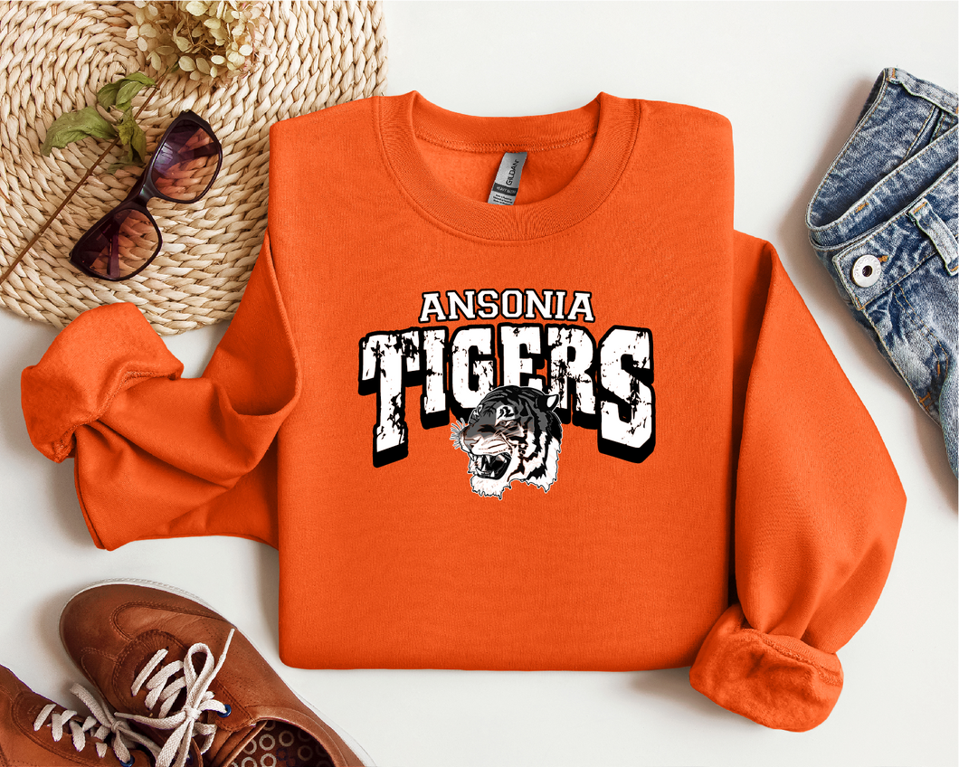 Ansonia Tigers Distressed Orange Apparel