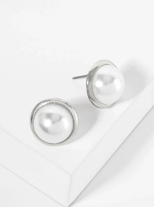 15Mm Pearl Button Stud Earrings