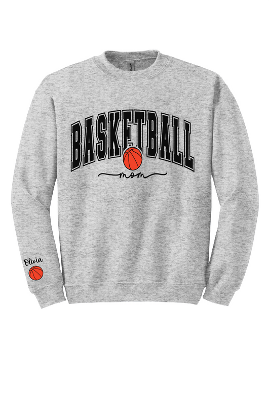Basketball Mom Player Sleeve Crew Sweatshirt