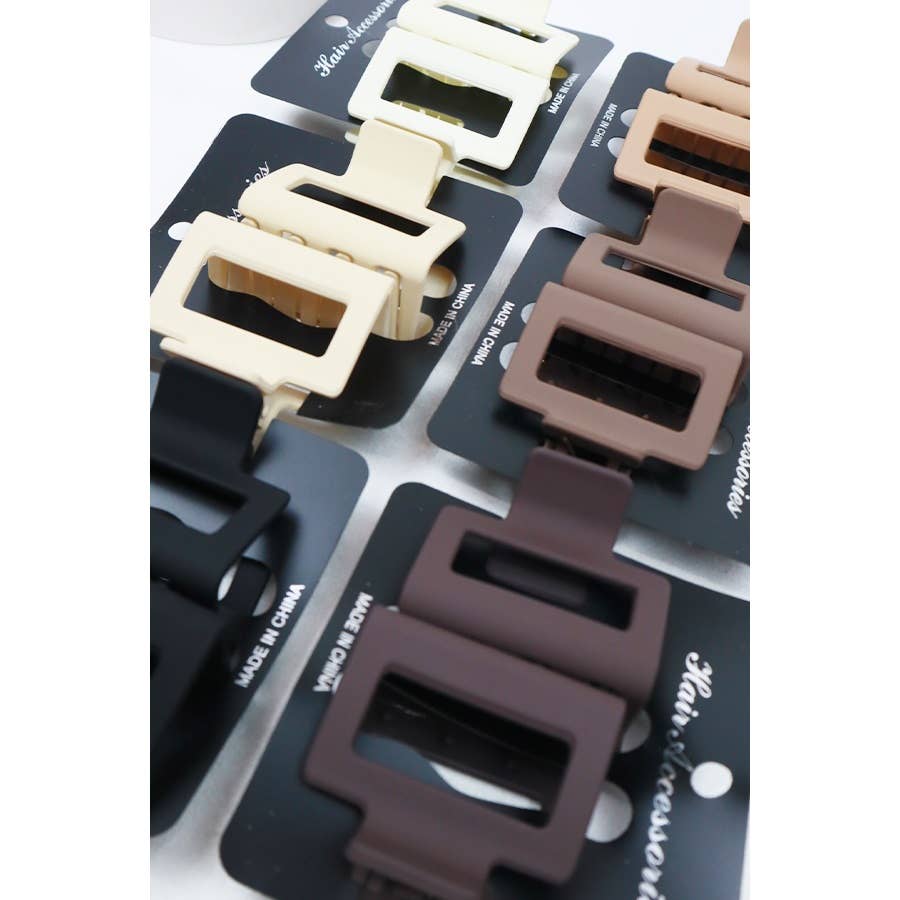 Neutral Tone Matte Color Rectangle Medium Hair Clips