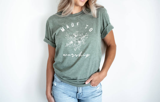 Olive Made to Worship Tultex Faith Graphic Tee