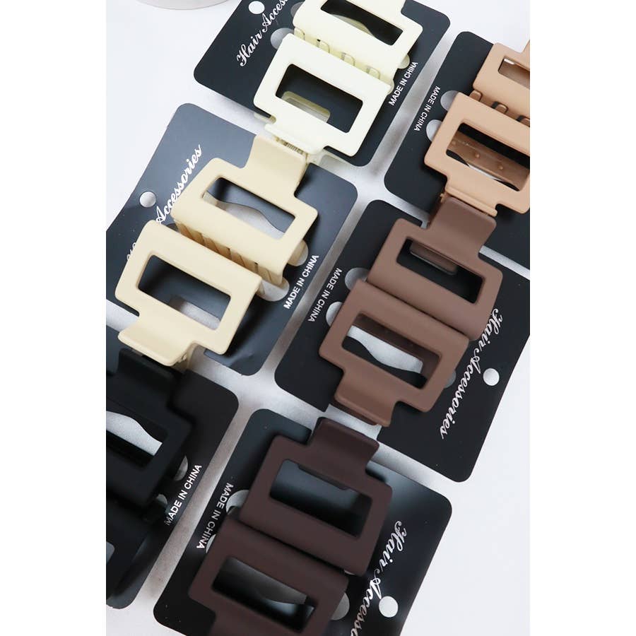 Neutral Tone Matte Color Rectangle Medium Hair Clips