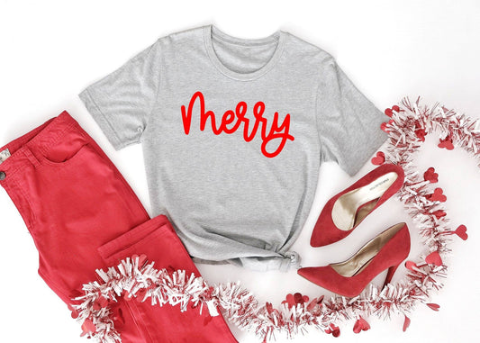 Merry Script Holiday Graphic Tee