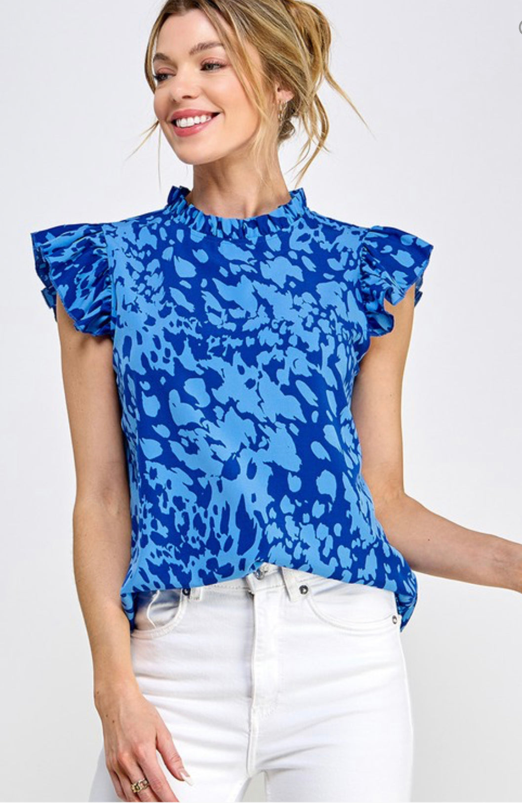 Ruffle Mock Neck Blouse