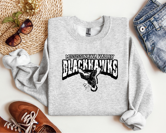 Mississinawa Blackhawks Distressed Ash Gray Apparel
