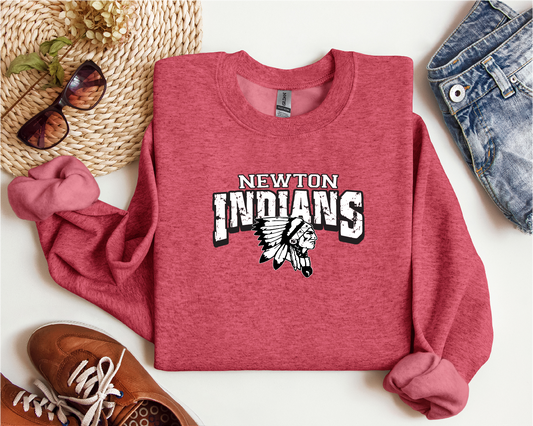 Newton Indians Distressed Red Apparel