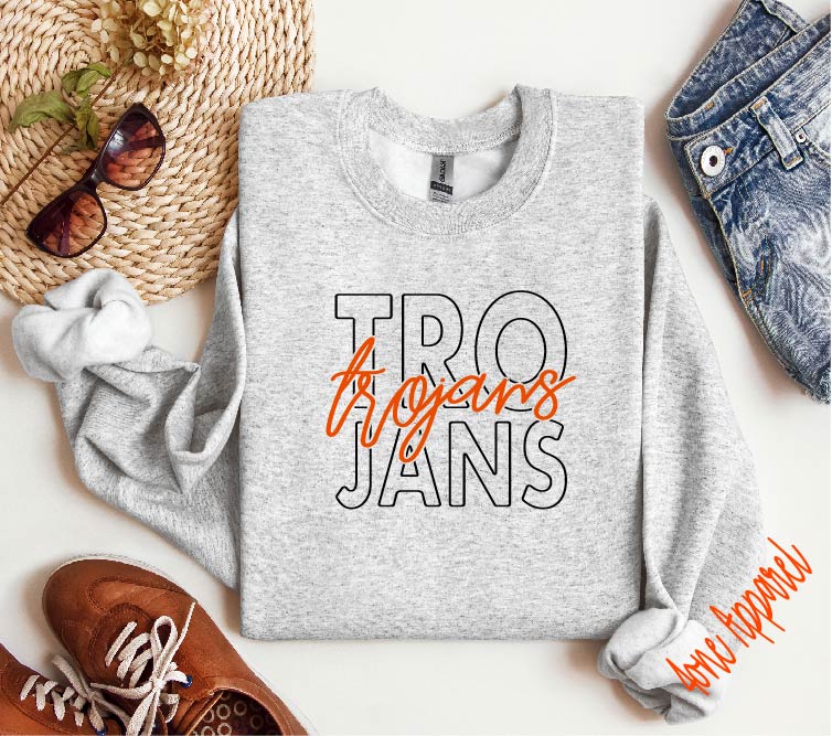 Trojans Block with Script Apparel