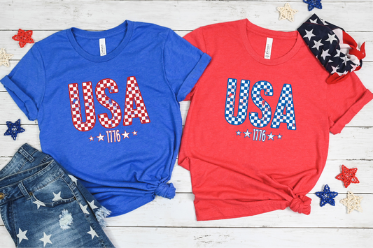 USA Checkered Kids Tee
