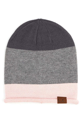 Color Block Slouchy Beanie