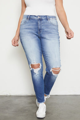 Plus High Rise Distressed Super Skinny