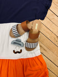 Curvy Orange Navy Color Block Tiered Dress