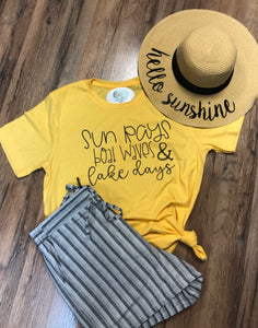 Sun Rays Boat Waves and lake days tee