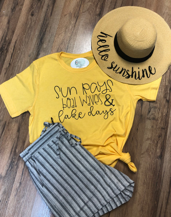 Sun Rays Boat Waves and lake days tee
