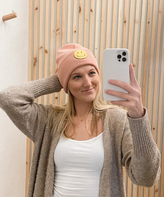 Peach Smiley Face Beanie