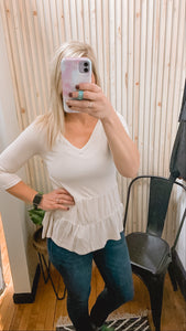 Solid V neck Double Layered Top