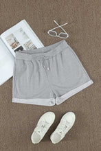 Tie Waist Side Pockets Cuffed Lounge Shorts