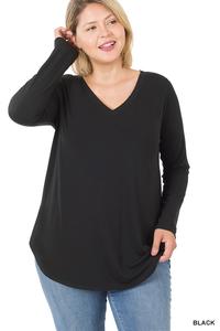 Plus Long Sleeve V-Neck