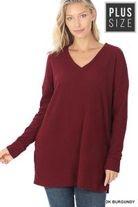 Plus Waffle Weekender Vneck Top