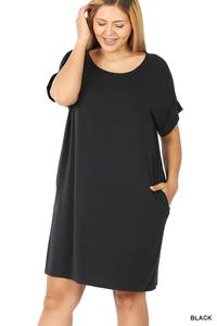 Curvy Rolled Short Sleeve Dress